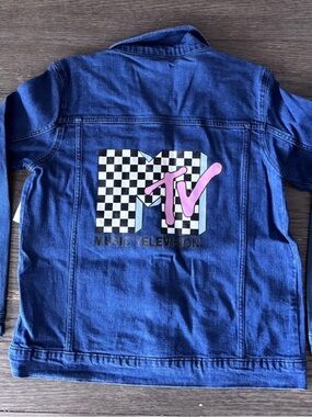 MTV Kids Blue Denim Jacket with Pink Logo XXL Girl or S woman